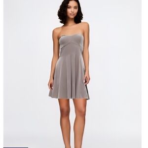 Nwt GAP Gray Velvet Strapless Dress